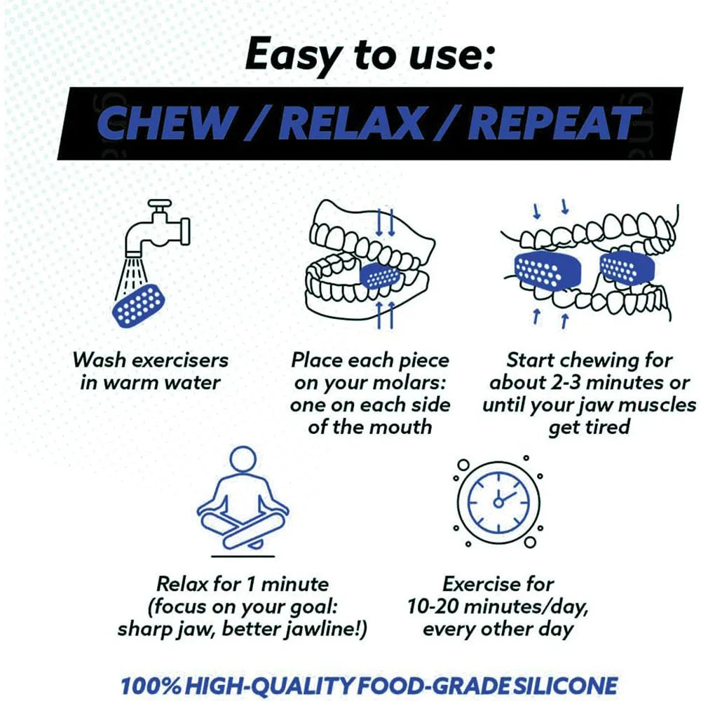 Jawline Exerciser for Man and Woman 3 Resistance Levels BPA Free Silicone Jaw Exerciser Gum Tablets Jaw Trainer & Jaw Exerciser Shaper for Beginner, Intermediate & Advanced Users