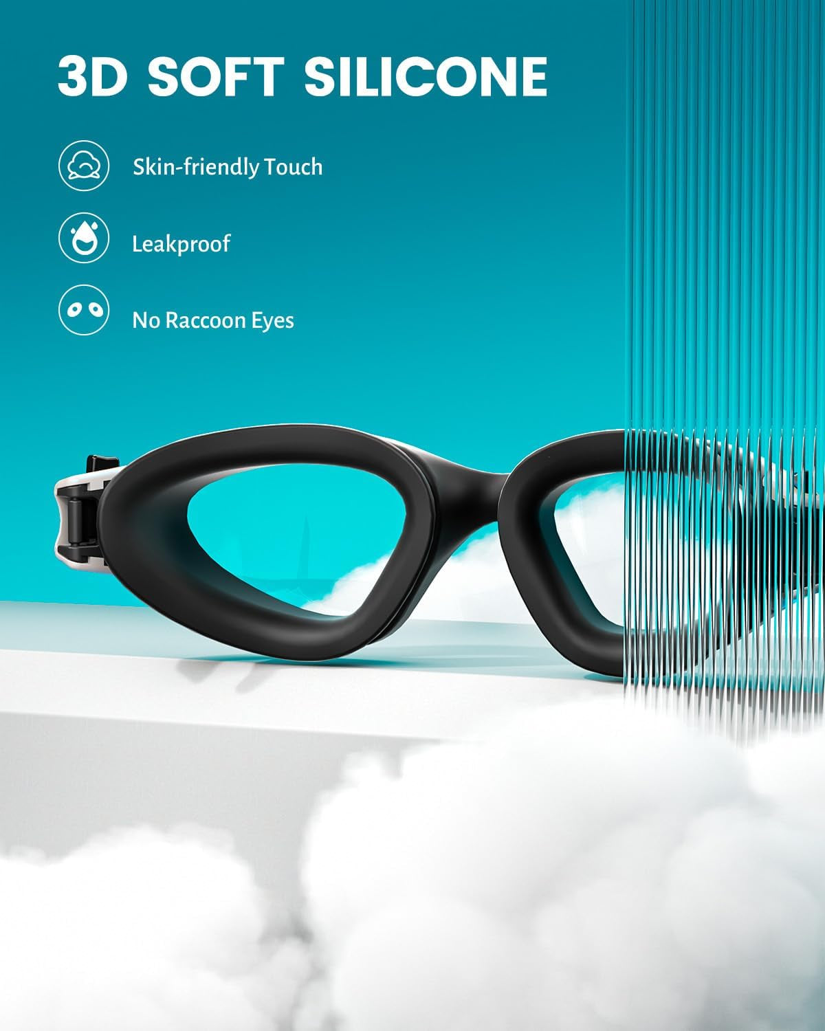 Adult Swimming Goggles - UV Protection, Anti-Glare, Anti-Fog, Anti-Leak, Silicone Strap Clear/Polarized Lenses